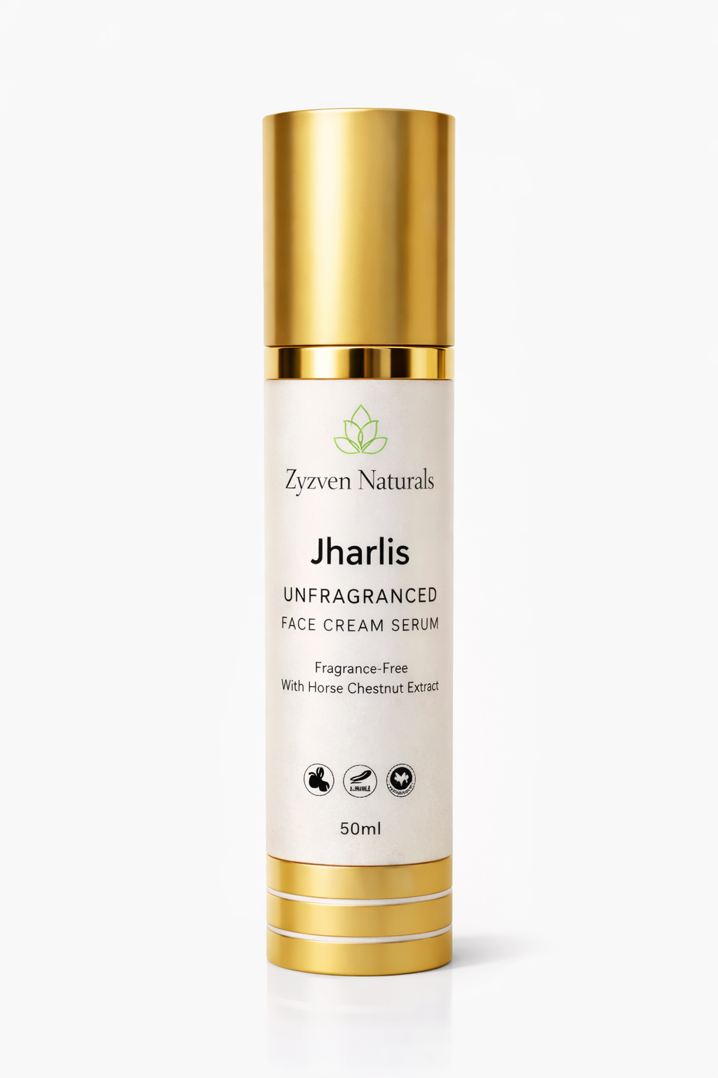 Zyzven Naturals – Jharlis™ Face Cream Serum Oparfymerad – för känslig & mogen hud Ansikte, ögon & hals | 50 ml | Airless pump