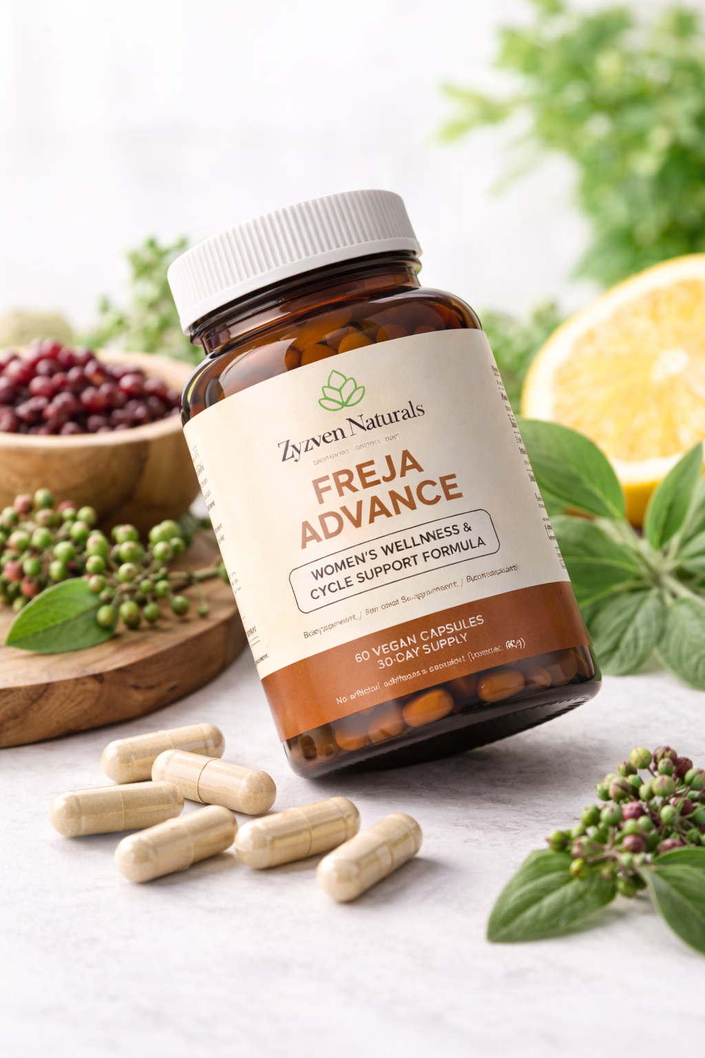 Freja Advance – Premium hormon- & fertilitetsstöd för kvinnor | 60 kapslar | Zyzven Naturals