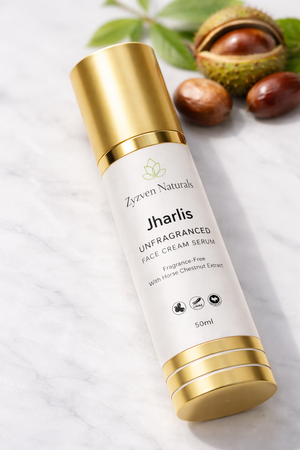 Zyzven Naturals – Jharlis™ Face Cream Serum Oparfymerad – för känslig & mogen hud Ansikte, ögon & hals | 50 ml | Airless pump