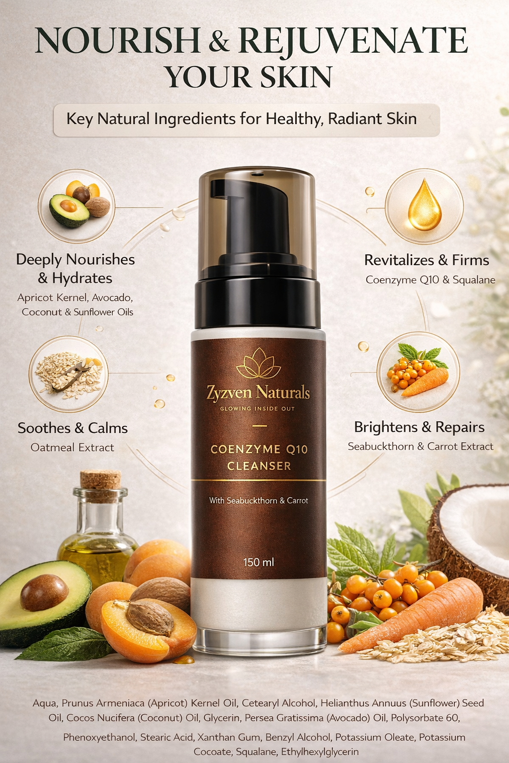 Coenzyme Q10 Ansiktsrengöring med Havtorn & Morot – 150 ml