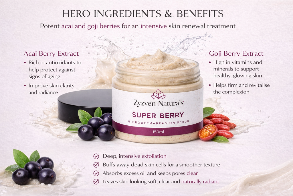 Zyzven Naturals Super Berry Microdermabrasion Scrub 150ml – Intensive Weekly Facial Exfoliant