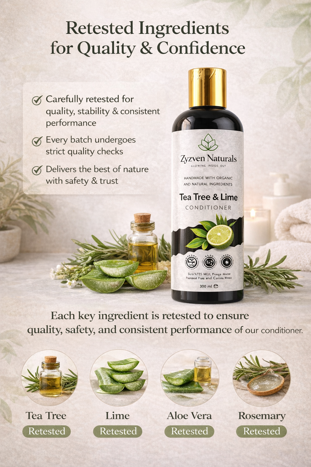 Zyzven Naturals Tea Tree & Lime Balsam – Certifierat ekologiskt | 300 ml