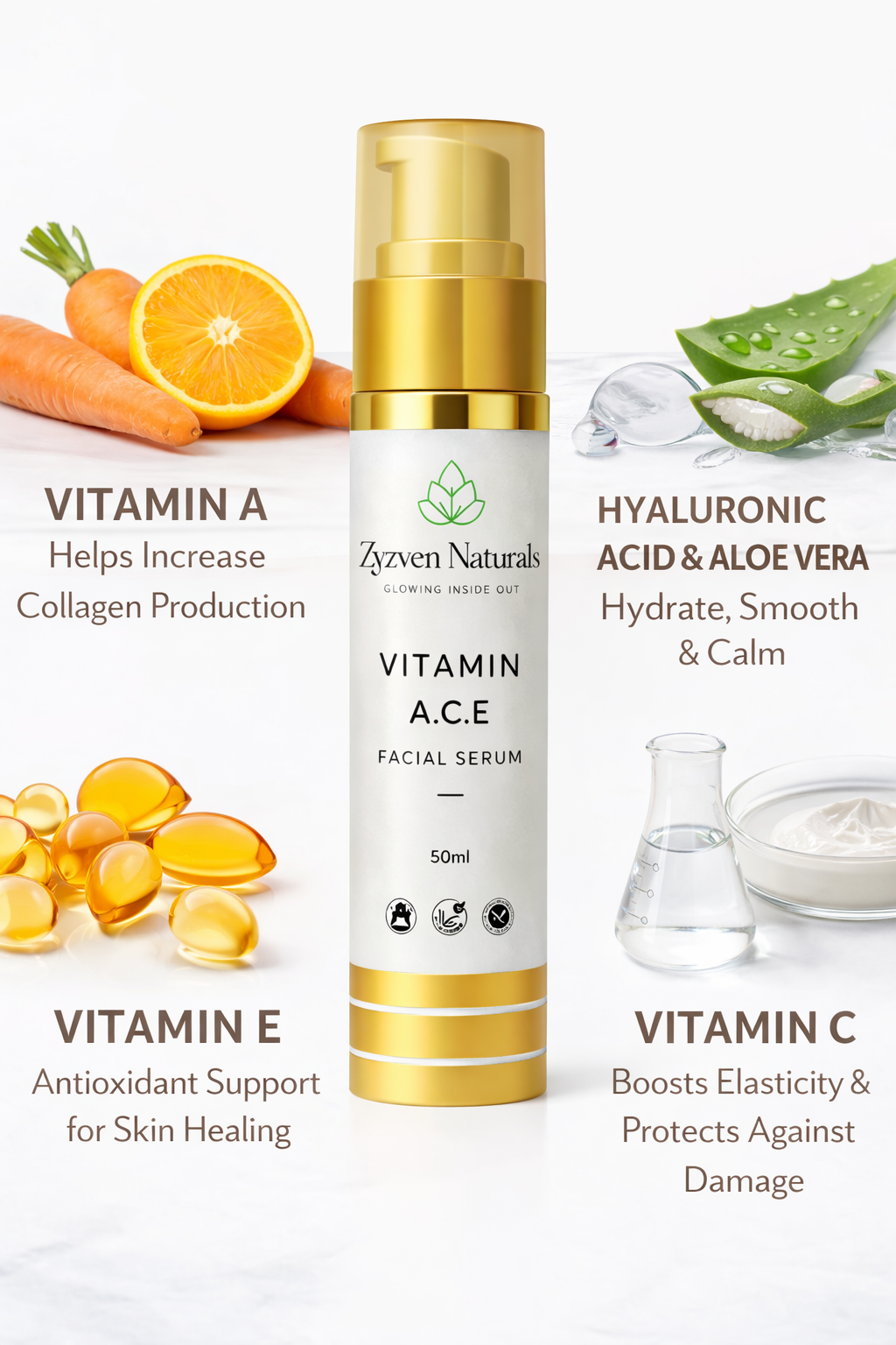 Zyzven Naturals Vitamin A.C.E Facial Serum – 50ml
