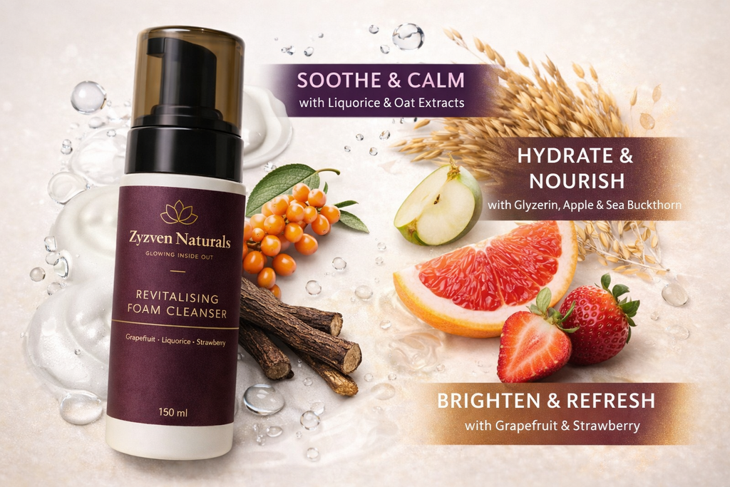Zyzven Naturals Revitalising Foam Cleanser With Grapefruit, Liquorice & Strawberry – 150ml
