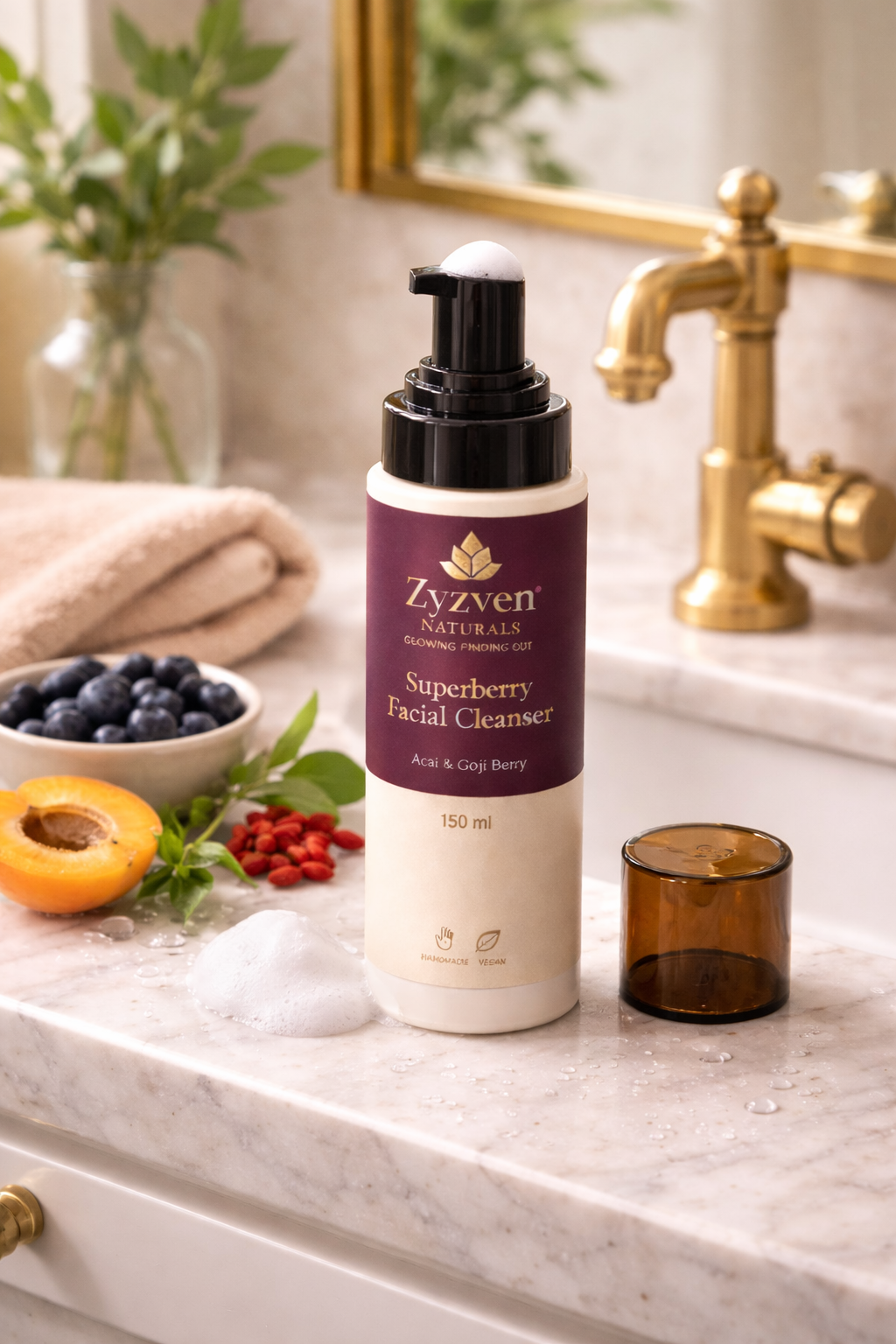 Zyzven Naturals | Superberry Ansiktsrengöring – Acai & Goji Berry | 150 ml