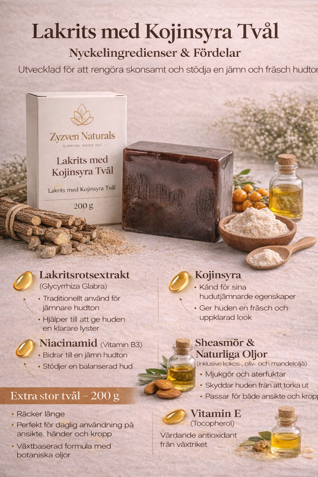 Zyzven Naturals Liquorice with Kojic Acid Soap – 200 g