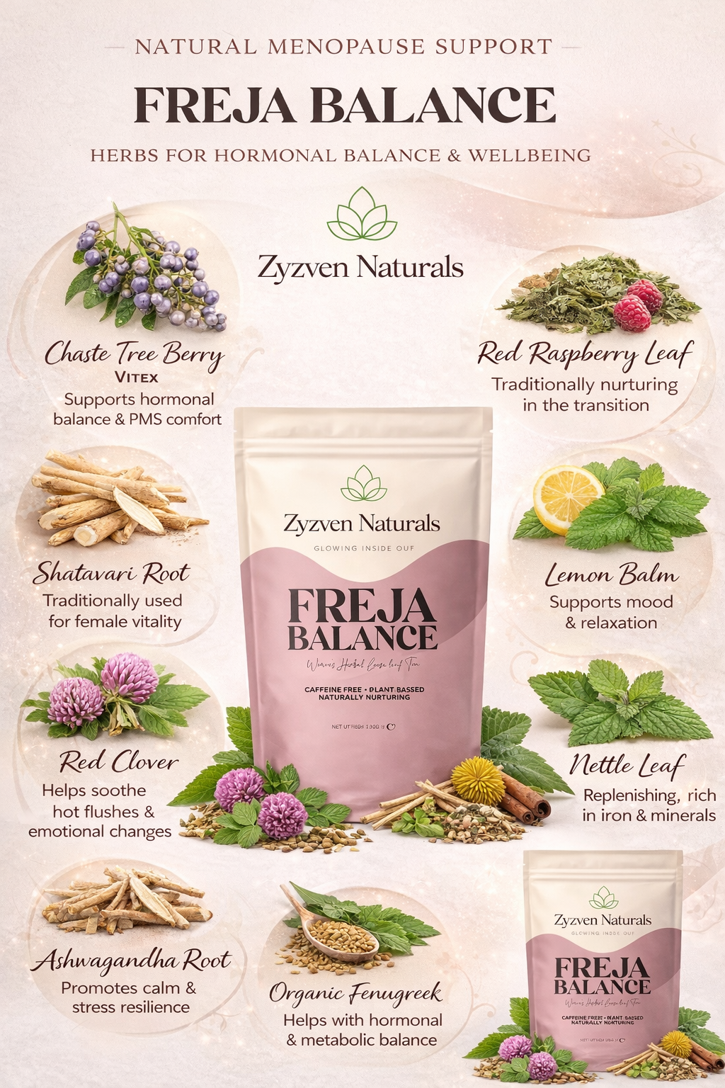 Freja Balance – Örtte för Klimakteriet & Hormonell Balans (80 g)