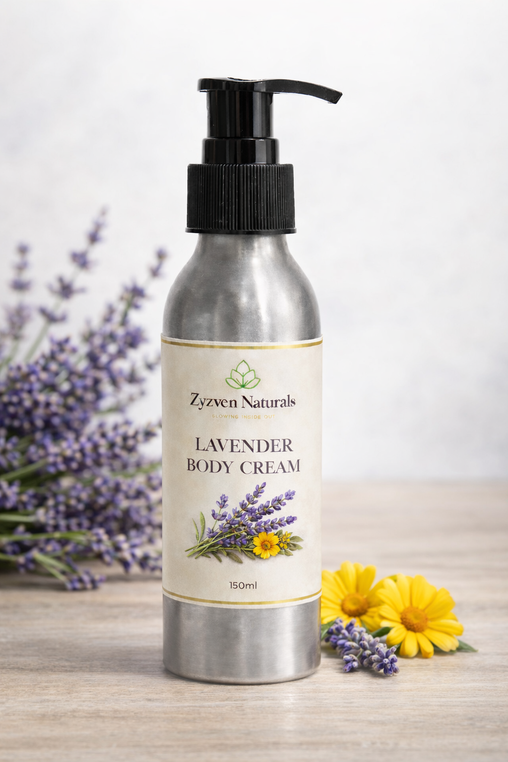 Lavendel Kroppskräm – Handgjord i Sverige 150 ml aluminiumflaska | 250 ml burk