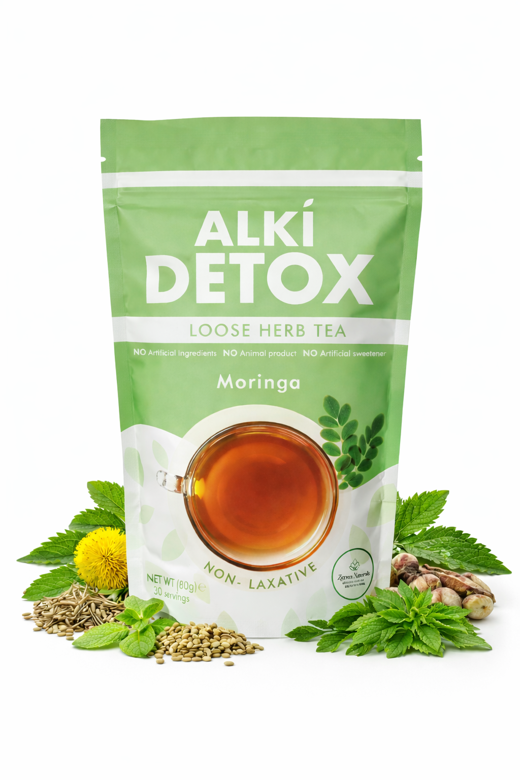 Zyzven Naturals Alki Detox med Moringa – Premium Icke Laxerande Detoxte för Metabol Balans (80g)
