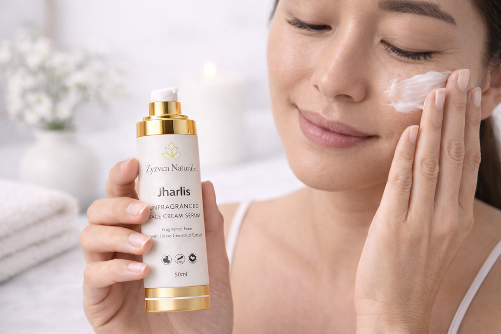 Zyzven Naturals – Jharlis™ Face Cream Serum Oparfymerad – för känslig & mogen hud Ansikte, ögon & hals | 50 ml | Airless pump