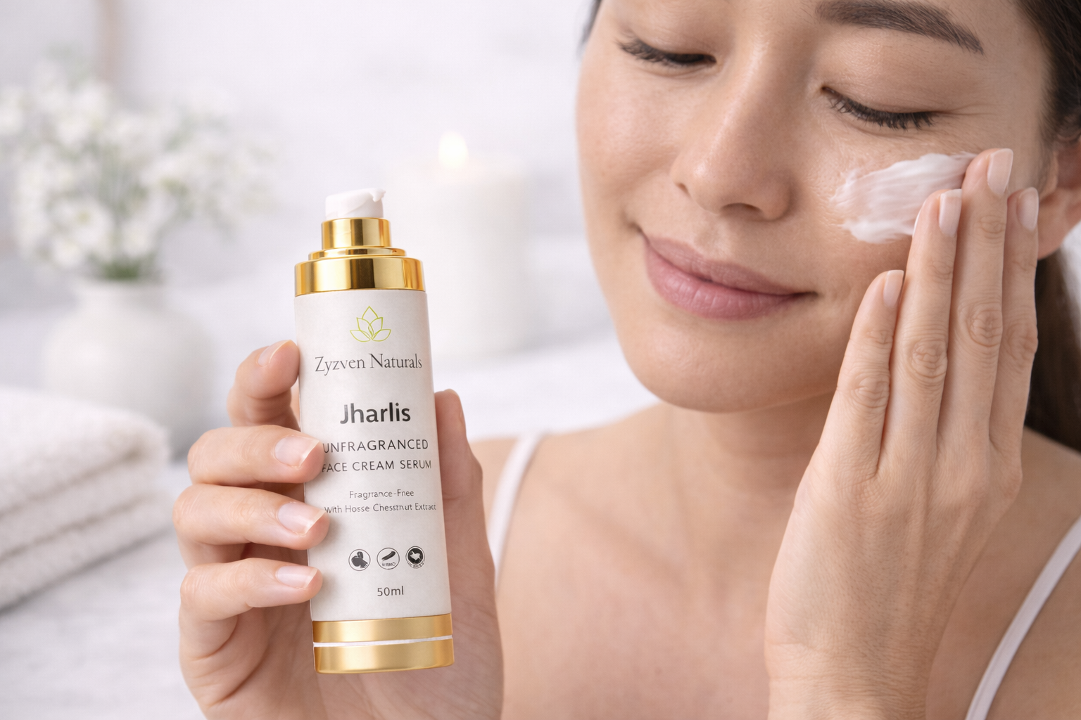 Zyzven Naturals – Jharlis™ Face Cream Serum Oparfymerad – för känslig & mogen hud Ansikte, ögon & hals | 50 ml | Airless pump