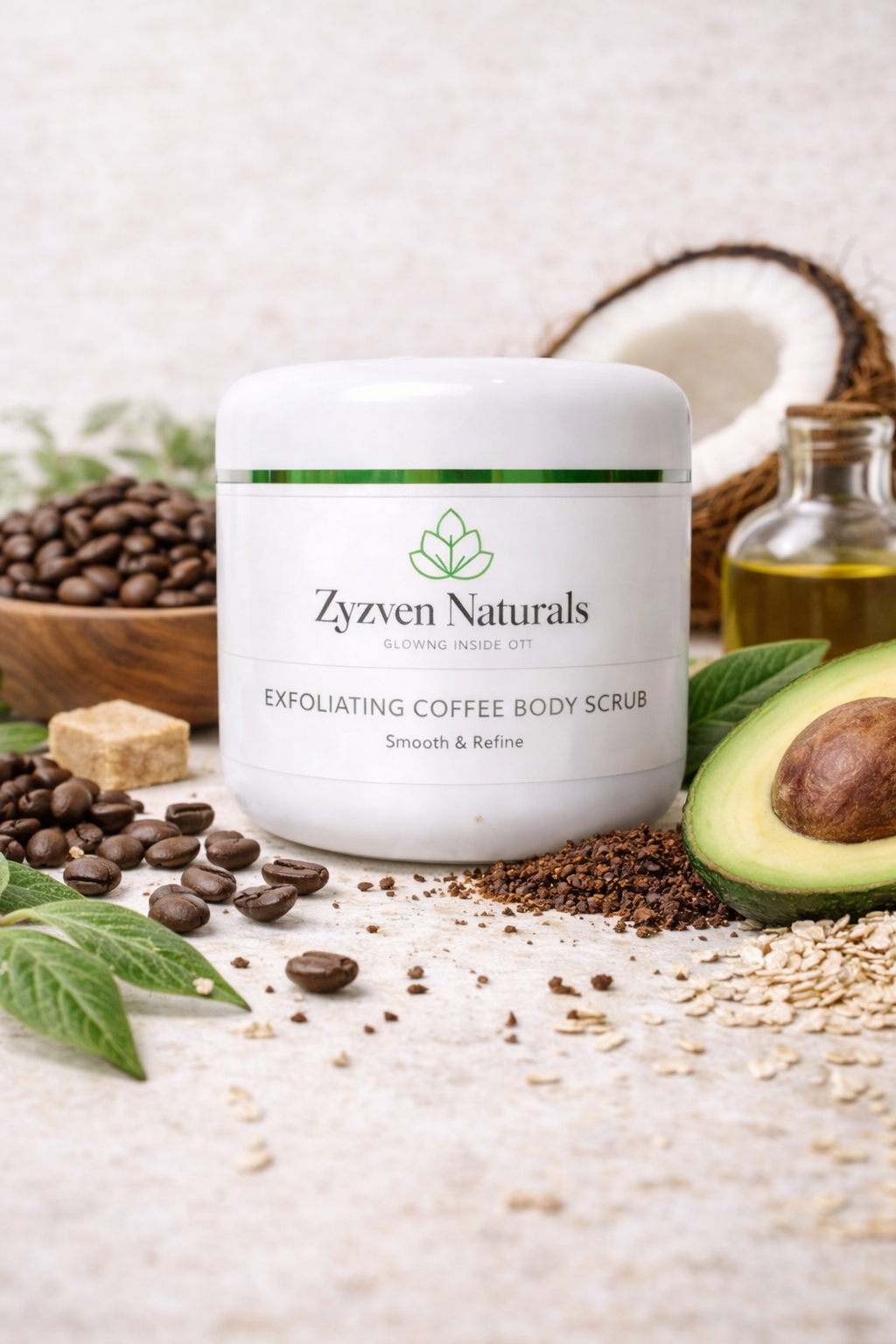 Zyzven Naturals Exfoliating Body Scrub 200g – Handgjord Kaffekroppsskrubb