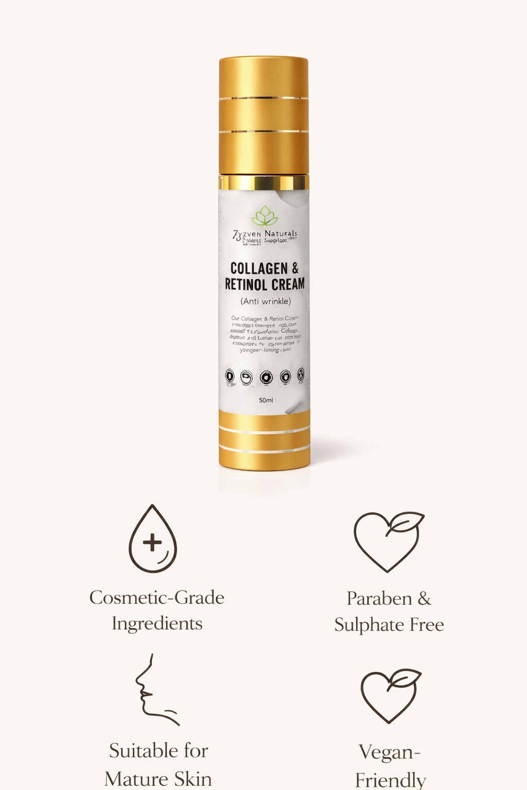 Zyzven Naturals Collagen & Retinol Moisturiser – 50ml
