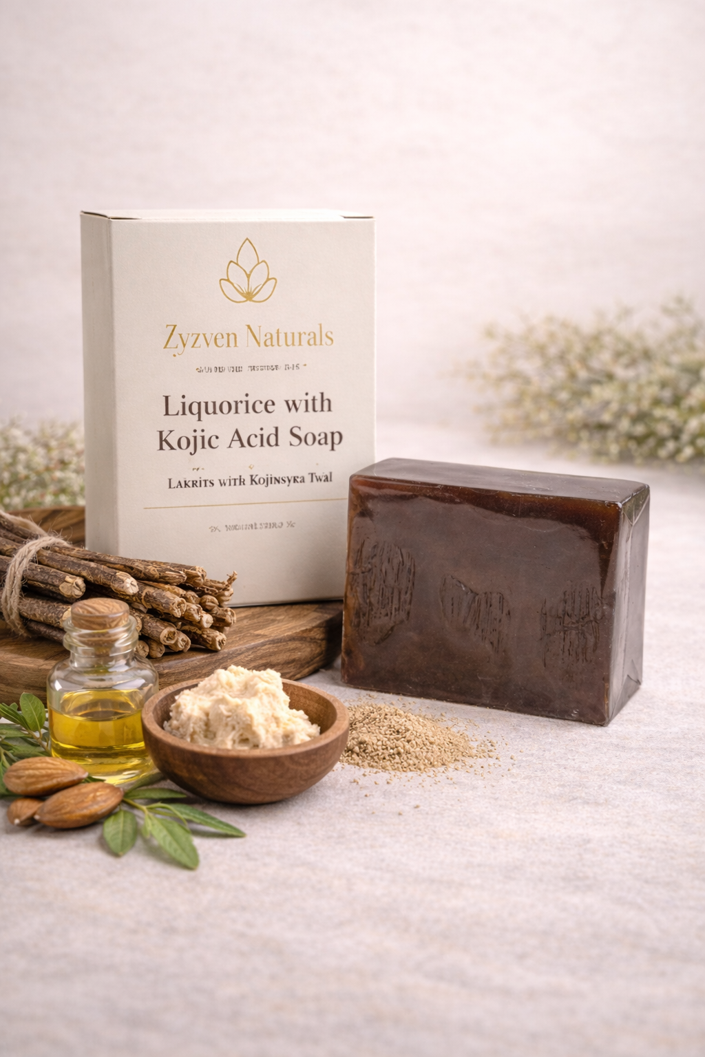 Zyzven Naturals Lakrits med Kojinsyra Tvål – 200 g