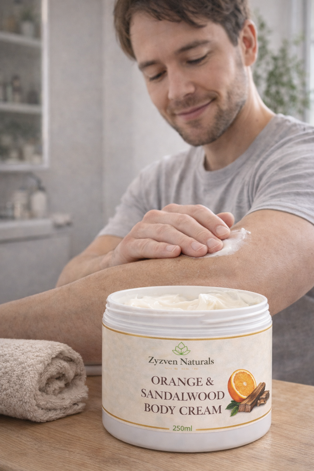 Zyzven Naturals Apelsin & Sandelträ Body Cream – Maskulin Botanisk Kroppskräm (150ml / 250ml)