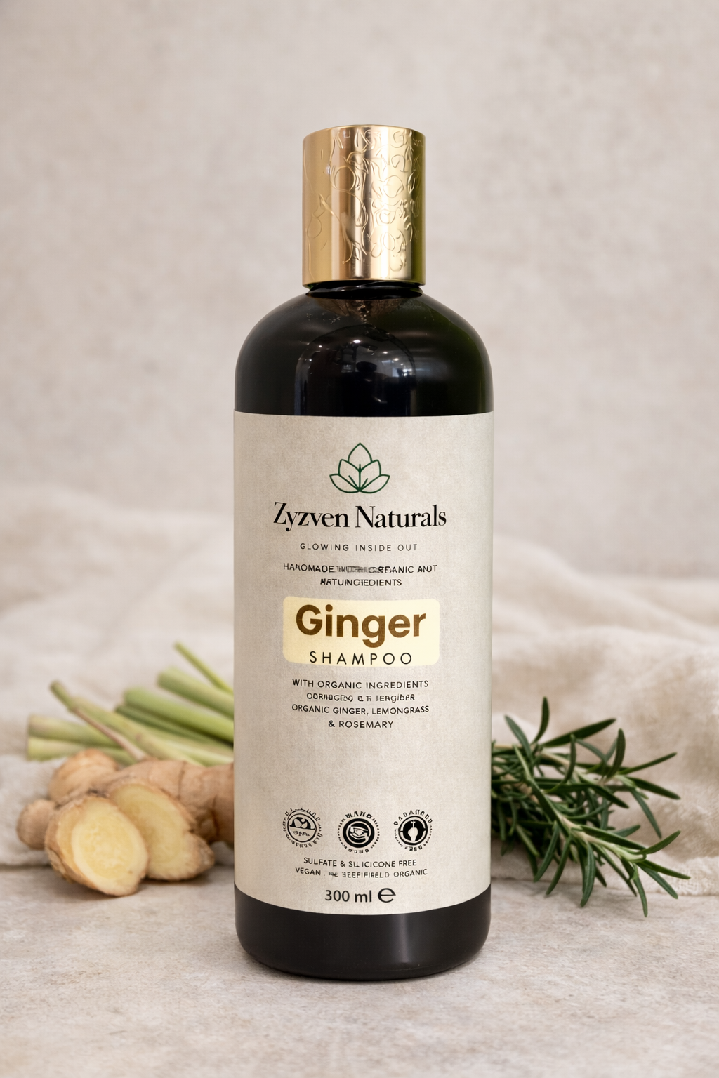 Zyzven Naturals Ginger Shampoo – Med ekologiska ingredienser | 300 ml