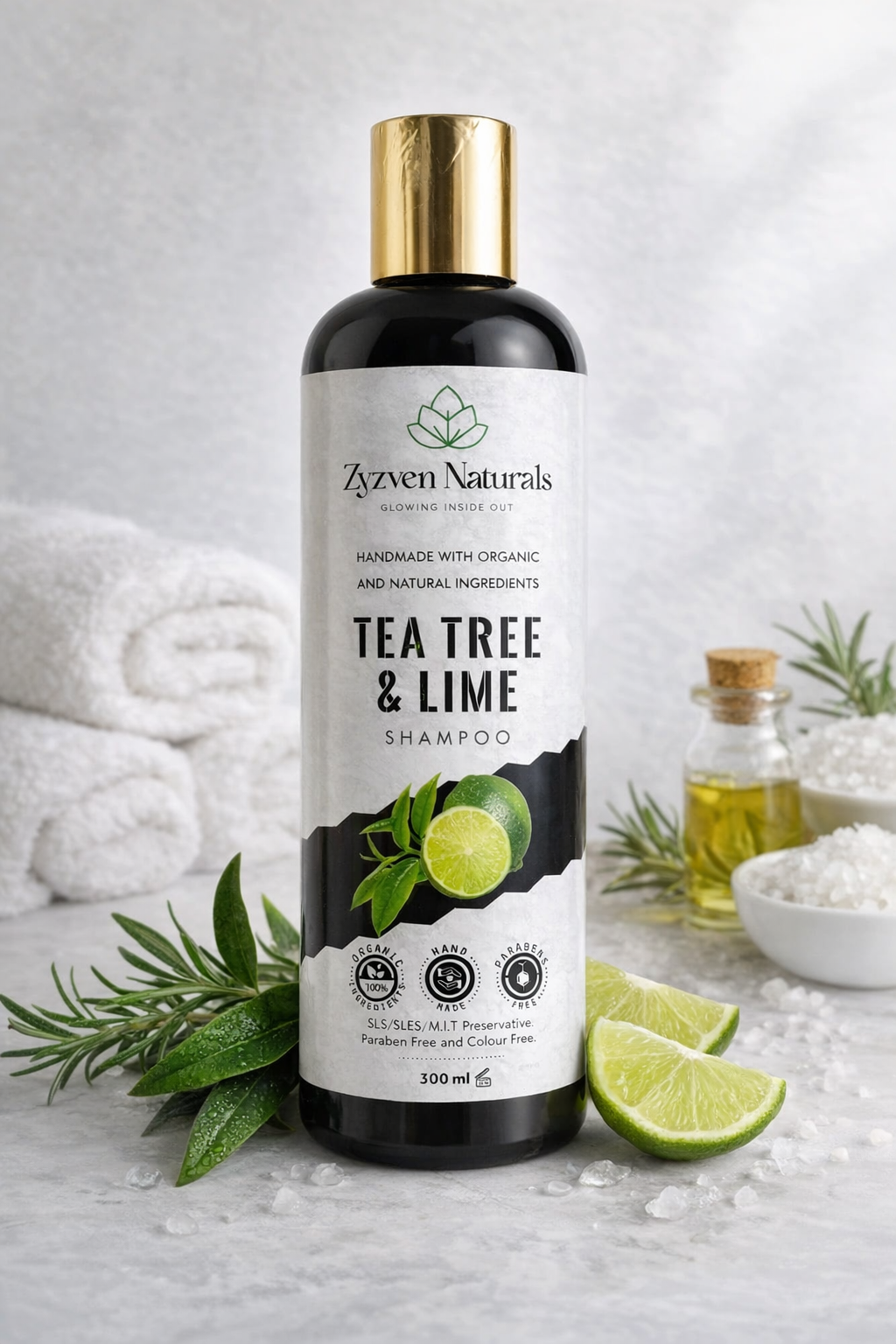 Zyzven Naturals Tea Tree and Lime Shampoo – COSMOS Certified Organic | 300 ml