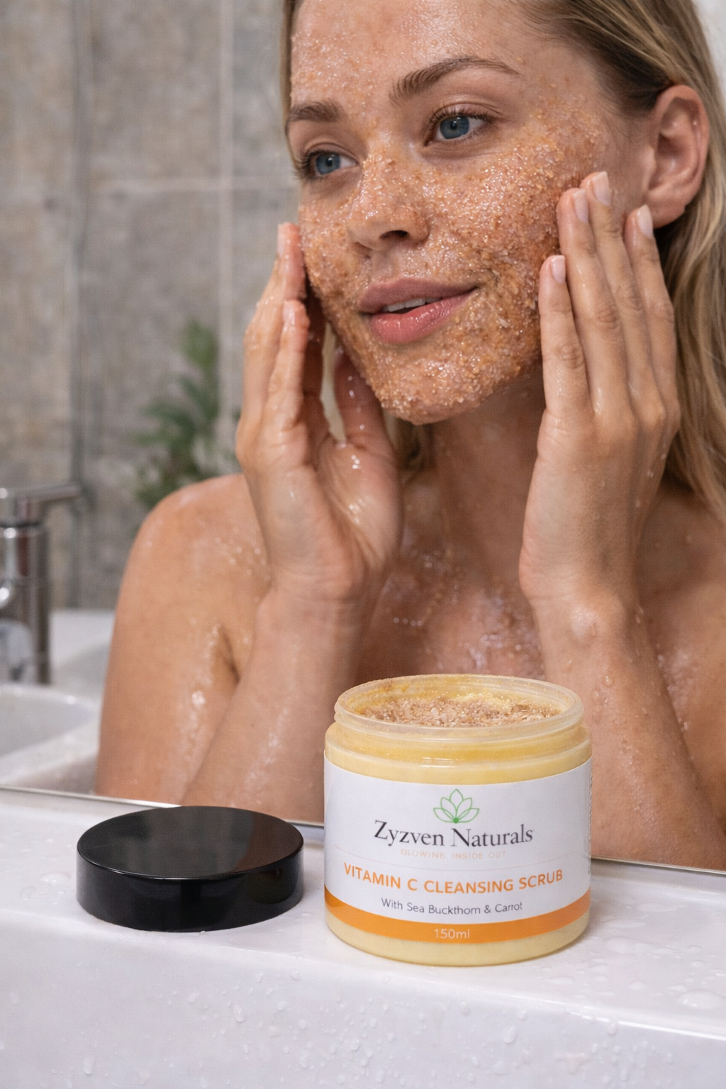 Zyzven Naturals Vitamin C Facial Scrub med Havtorn & Morot 150ml – Exfolierande Ansiktsskrubb