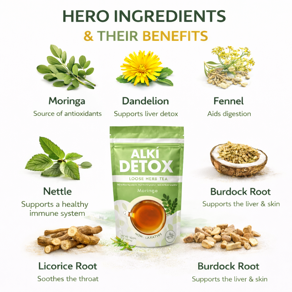 Zyzven Naturals Alki Detox med Moringa – Premium Icke Laxerande Detoxte för Metabol Balans (80g)