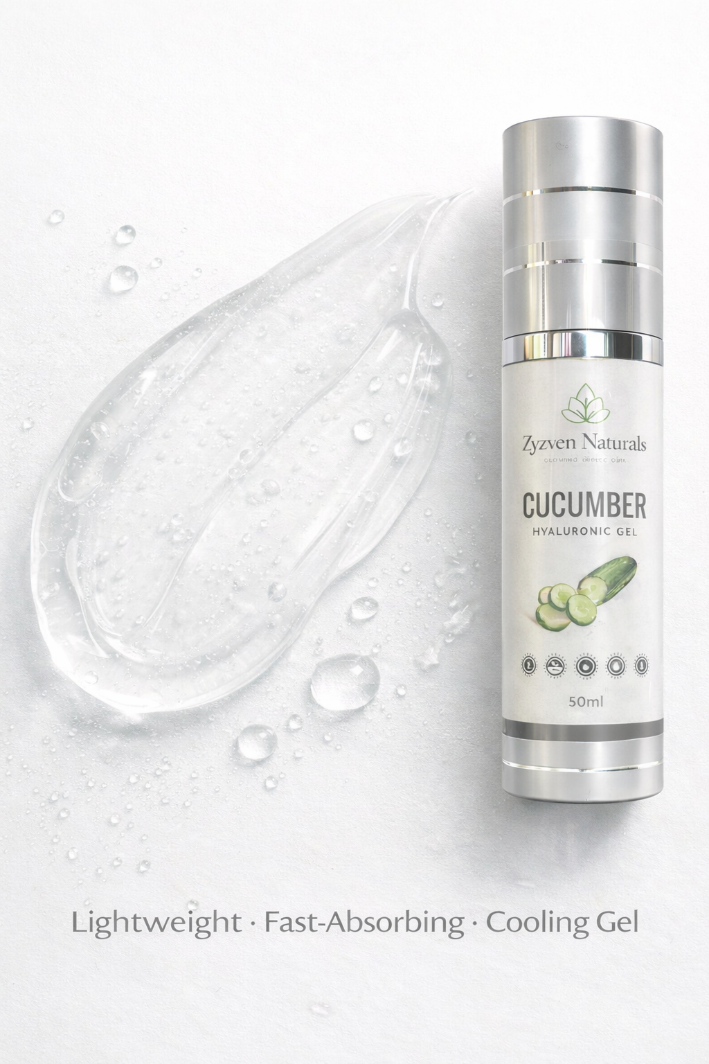 Zyzven Naturals – Gurka & Hyaluronsyra Uppfriskande Ögongel – 50 ml