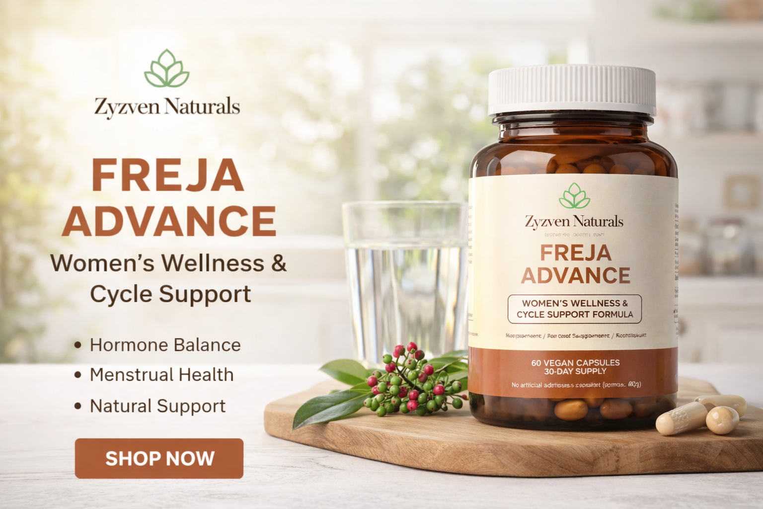 Freja Advance – Premium hormon- & fertilitetsstöd för kvinnor | 60 kapslar | Zyzven Naturals