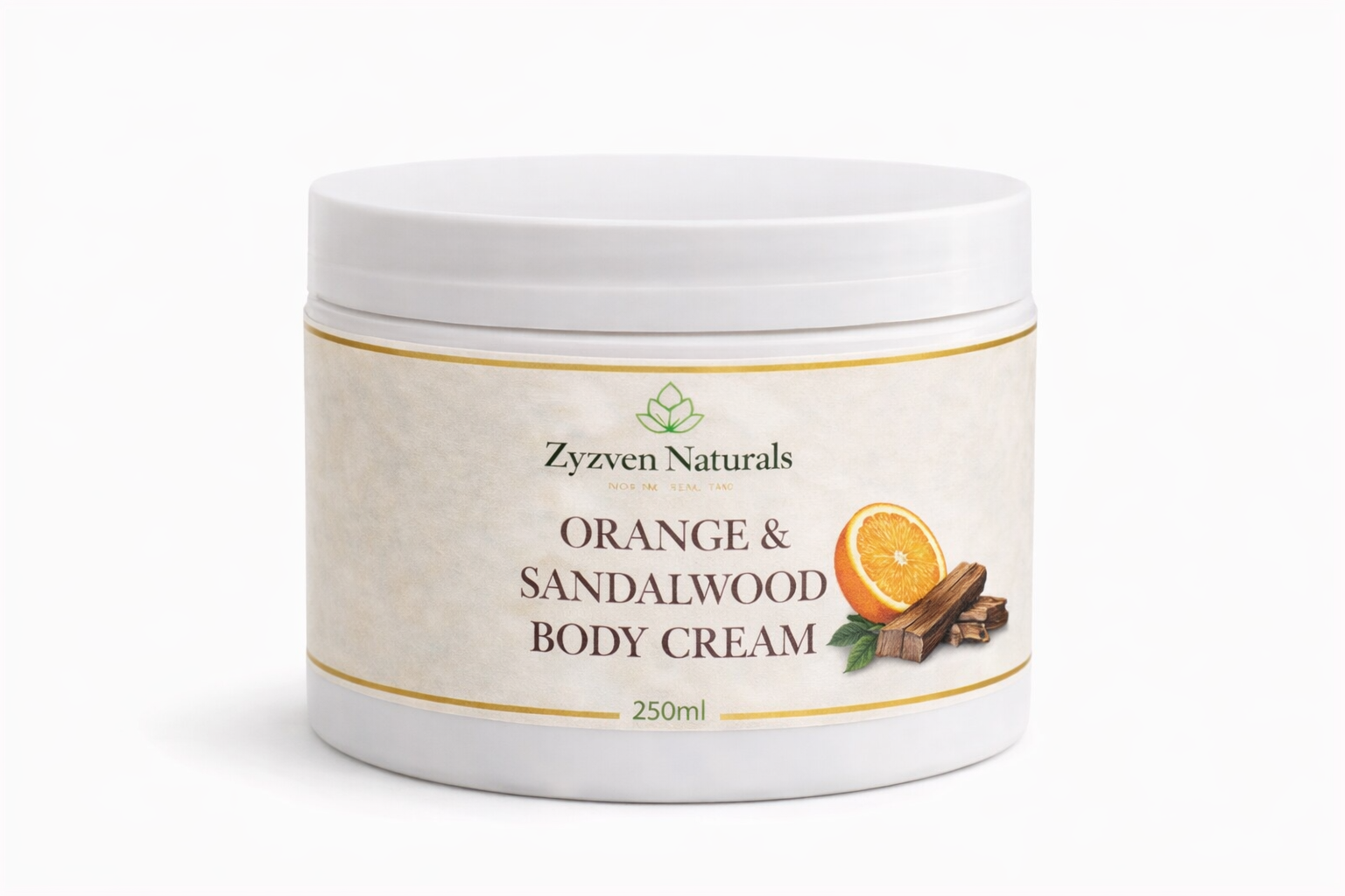 Zyzven Naturals Apelsin & Sandelträ Body Cream – Maskulin Botanisk Kroppskräm (150ml / 250ml)