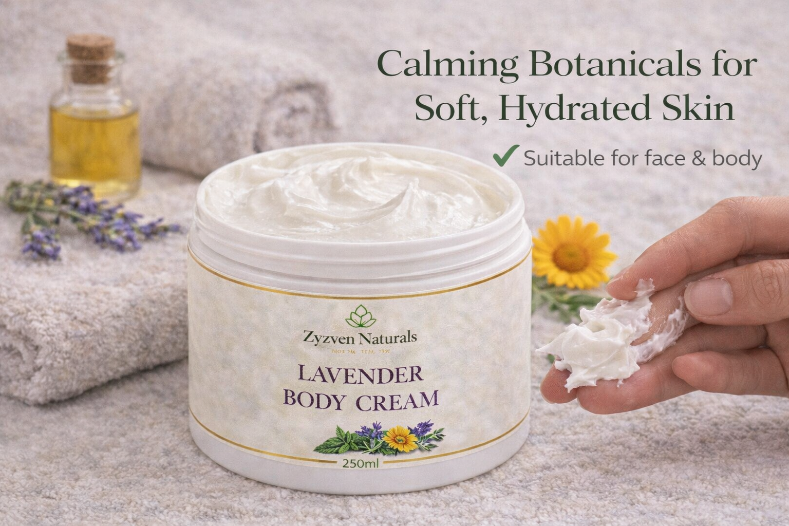 Lavendel Kroppskräm – Handgjord i Sverige 150 ml aluminiumflaska | 250 ml burk