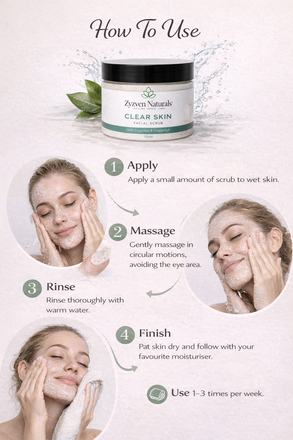 Zyzven Naturals Clear Skin Facial Scrub med Lakrits & Grapefrukt 150ml – Exfolierande Ansiktsskrubb