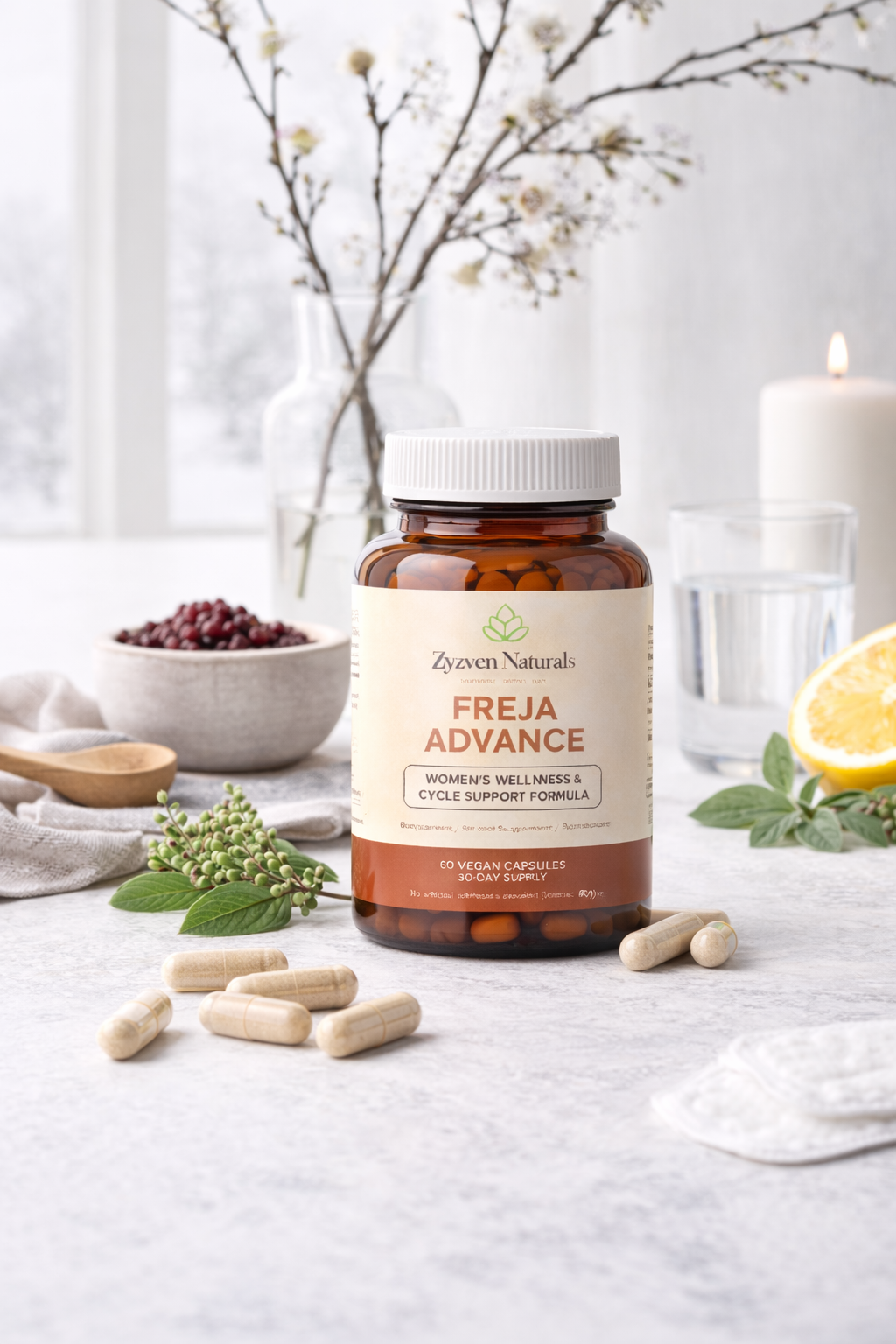 Freja Advance – Premium hormon- & fertilitetsstöd för kvinnor | 60 kapslar | Zyzven Naturals