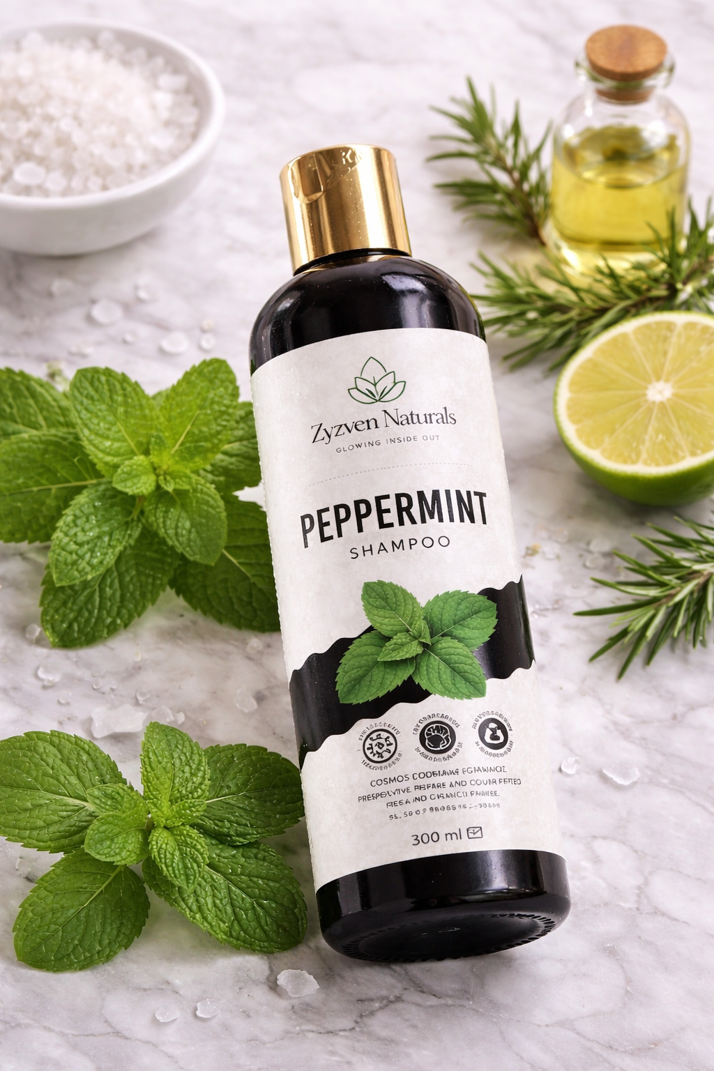 Zyzven Naturals Peppermint Shampoo – COSMOS Certified Organic | 300 ml