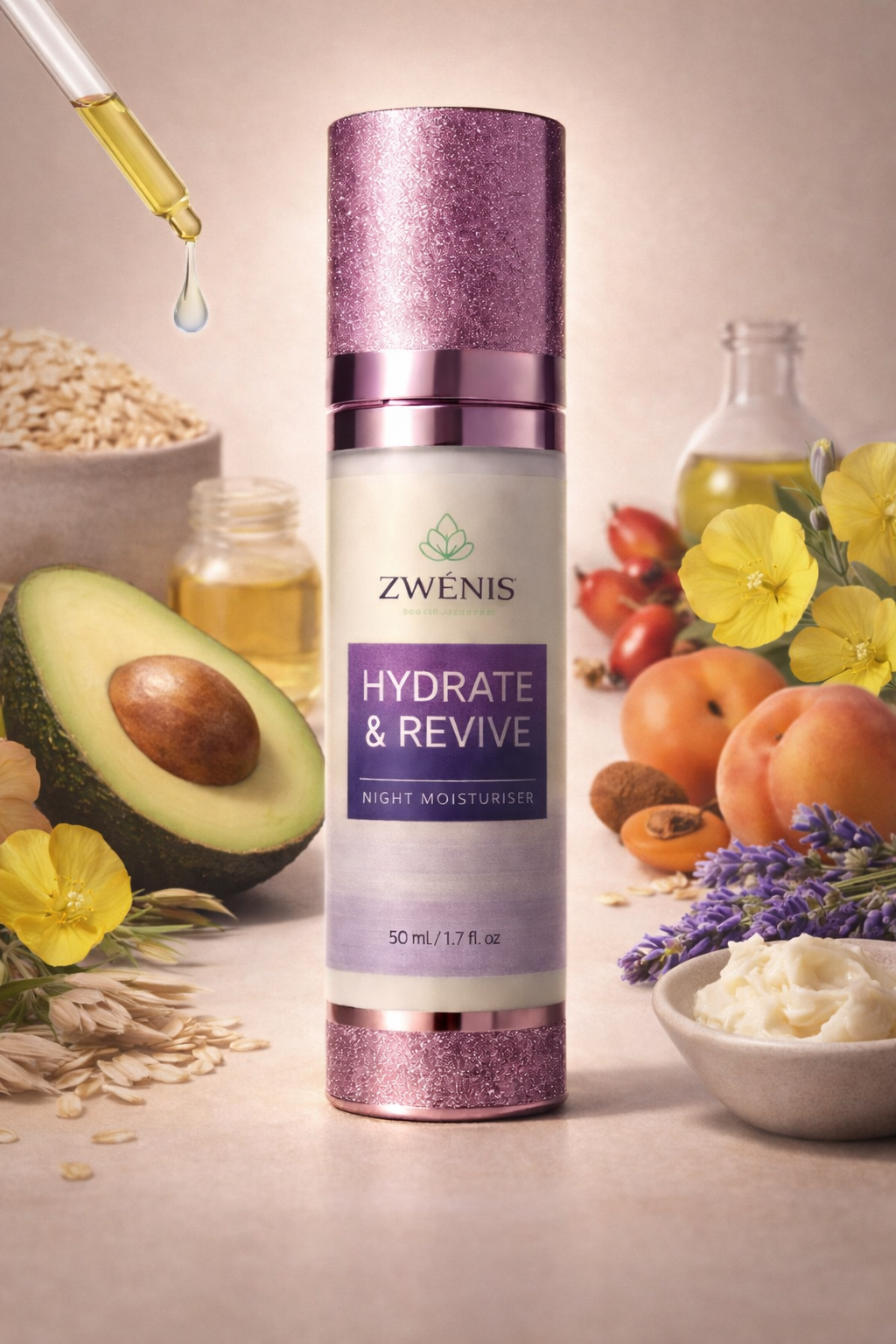 ZWÉNIS Hydrate & Revive Night Cream – för mogen & menopausal hud (50 ml)